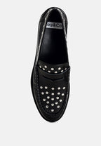  Oglavia Studs Embellished Leather Loafers
