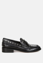  Oglavia Studs Embellished Leather Loafers