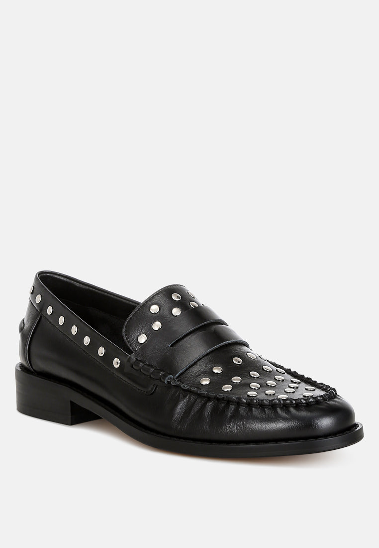  Oglavia Studs Embellished Leather Loafers