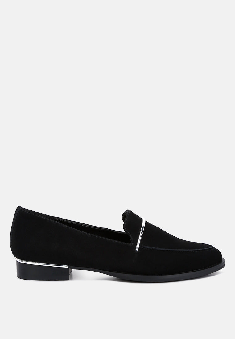  PAULINA Black Suede Leather Loafers