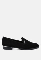  PAULINA Black Suede Leather Loafers