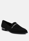  PAULINA Black Suede Leather Loafers
