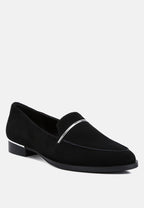  PAULINA Black Suede Leather Loafers