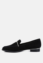  PAULINA Black Suede Leather Loafers