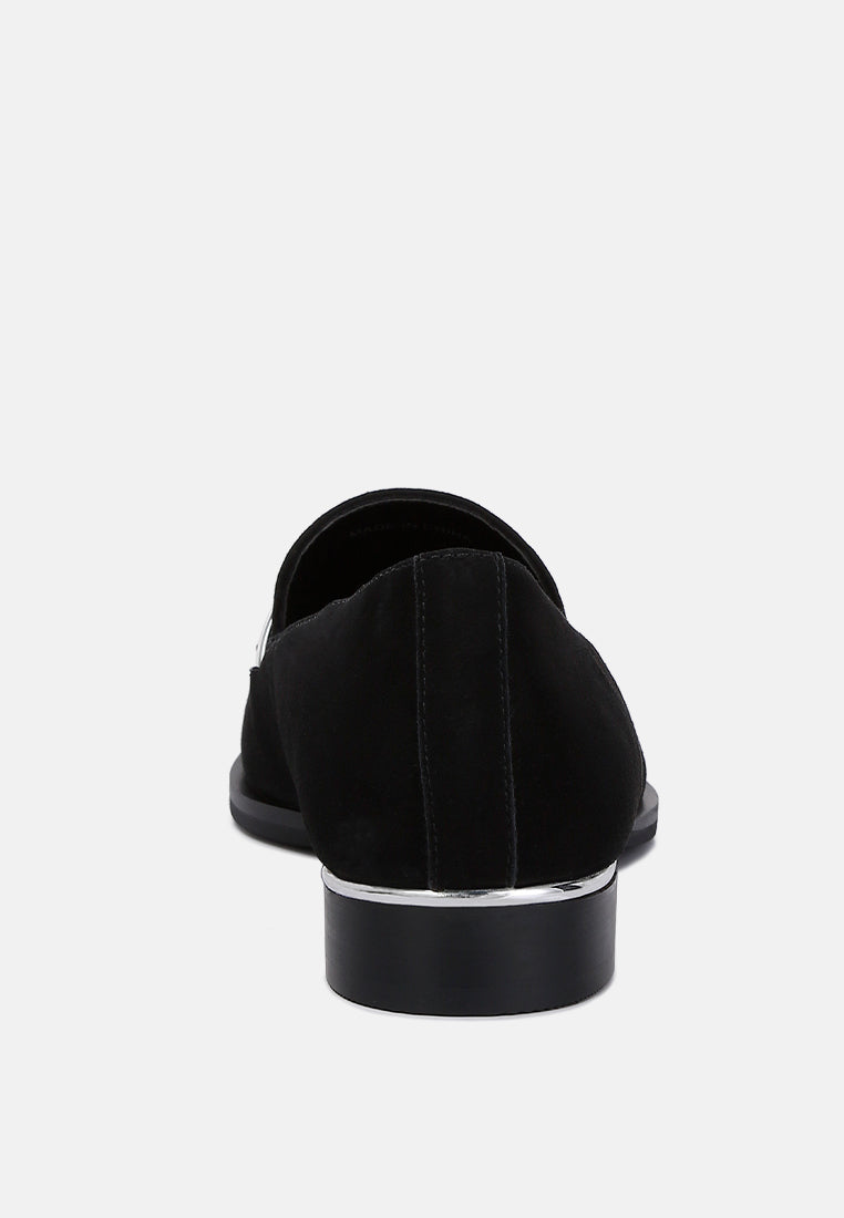  PAULINA Black Suede Leather Loafers