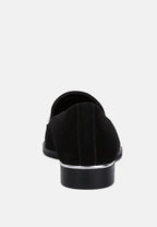  PAULINA Black Suede Leather Loafers