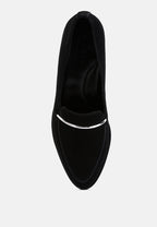  PAULINA Black Suede Leather Loafers