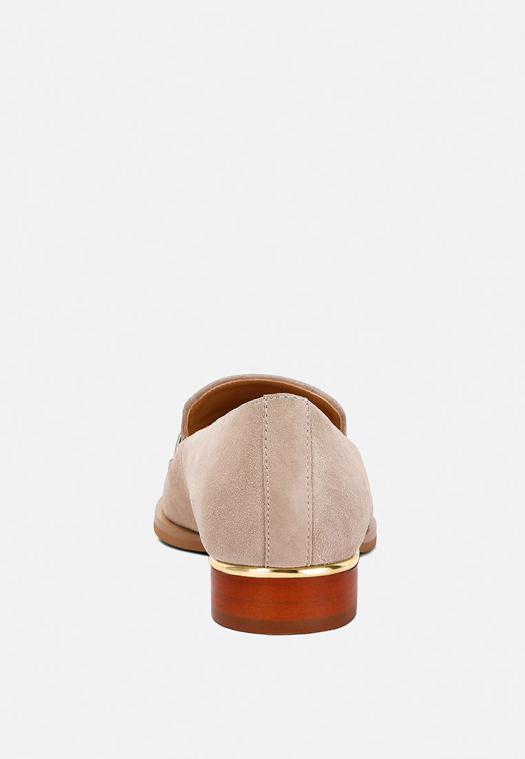  PAULINA Taupe Suede Slip-on Loafers
