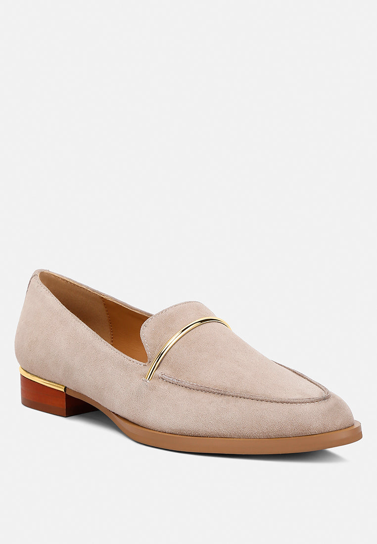  PAULINA Taupe Suede Slip-on Loafers