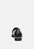  POLA Black Leather Horsebit Loafers