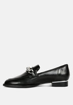  POLA Black Leather Horsebit Loafers