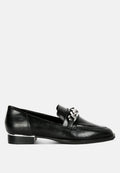  POLA Black Leather Horsebit Loafers