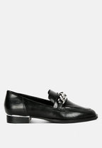  POLA Black Leather Horsebit Loafers