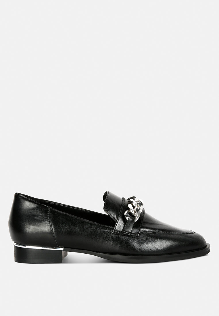  POLA Black Leather Horsebit Loafers