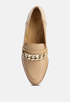  POLA Nude Leather Horsebit Loafers