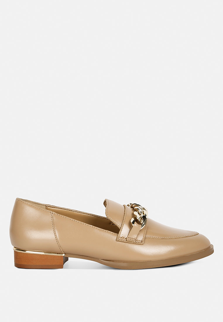  POLA Nude Leather Horsebit Loafers