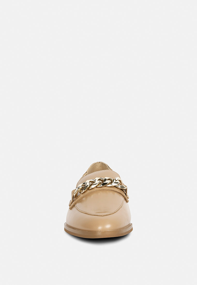  POLA Nude Leather Horsebit Loafers