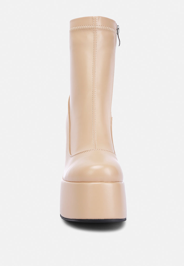  PURNELL Beige High Platform Ankle Boots