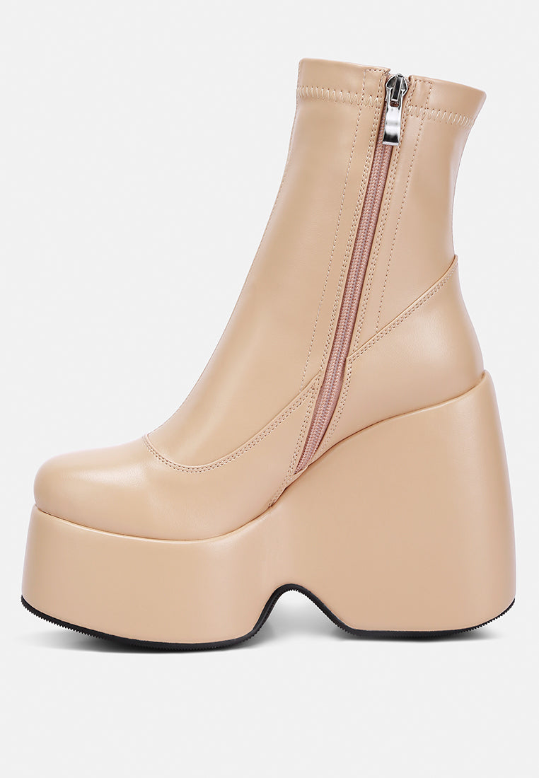  PURNELL Beige High Platform Ankle Boots