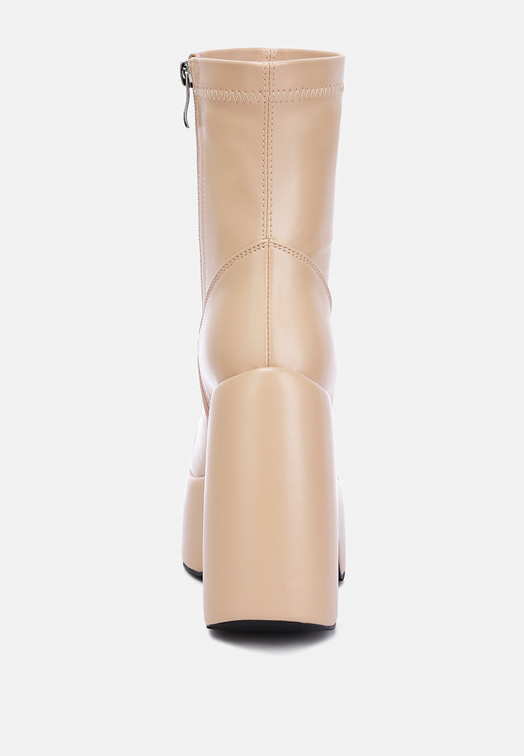  PURNELL Beige High Platform Ankle Boots