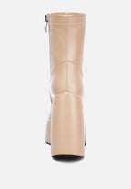  PURNELL Beige High Platform Ankle Boots