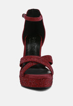  REGALIA Burgundy Rhinestone Embellished Stiletto Sandals