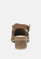  ROSALIE Tan Block Heeled Sandal