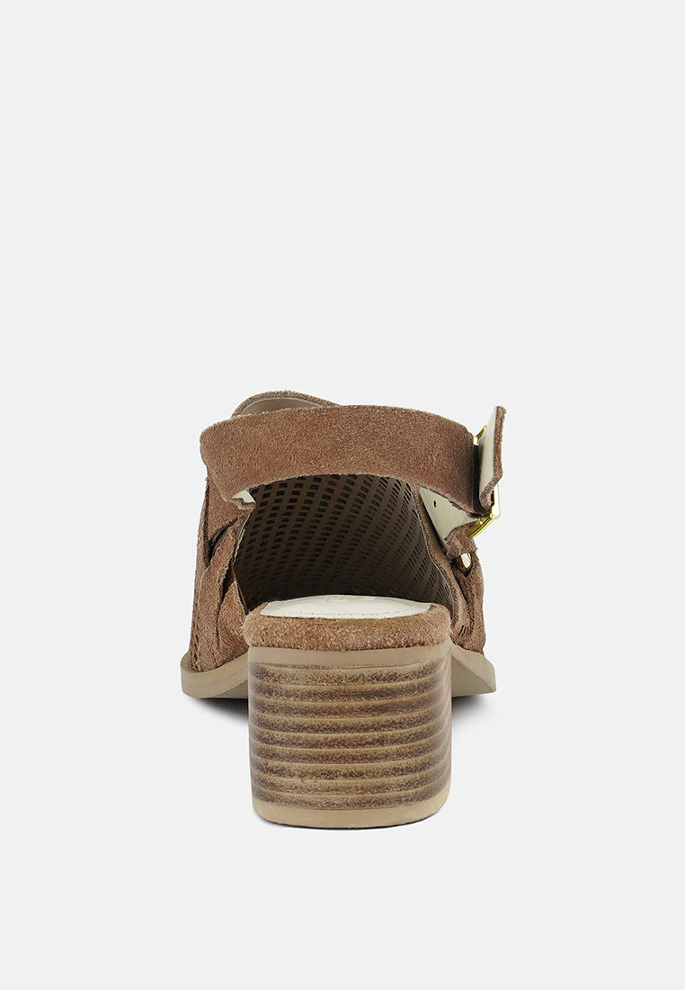  ROSALIE Tan Block Heeled Sandal