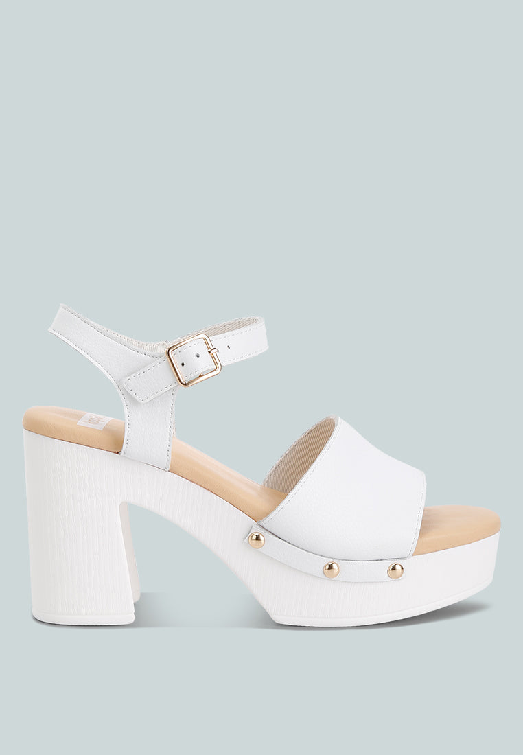  Sawor Recycled Leather High Block Sandals In White