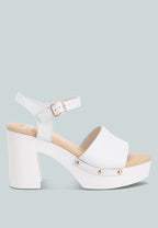  Sawor Recycled Leather High Block Sandals In White