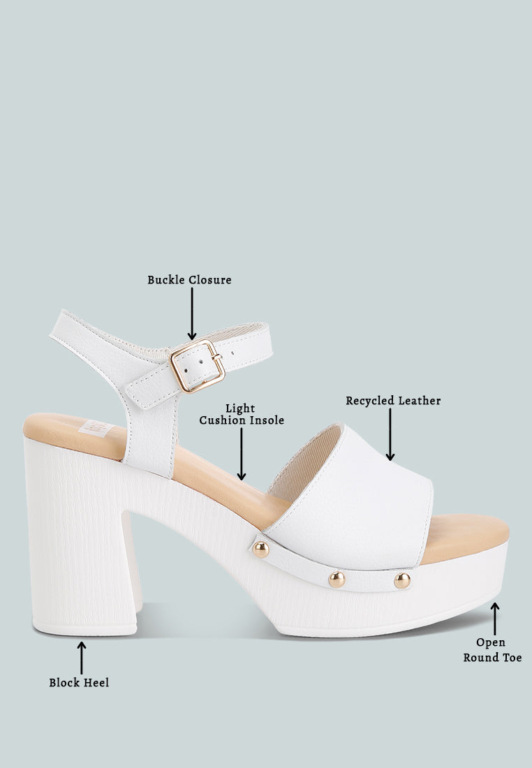  Sawor Recycled Leather High Block Sandals In White