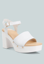  Sawor Recycled Leather High Block Sandals In White