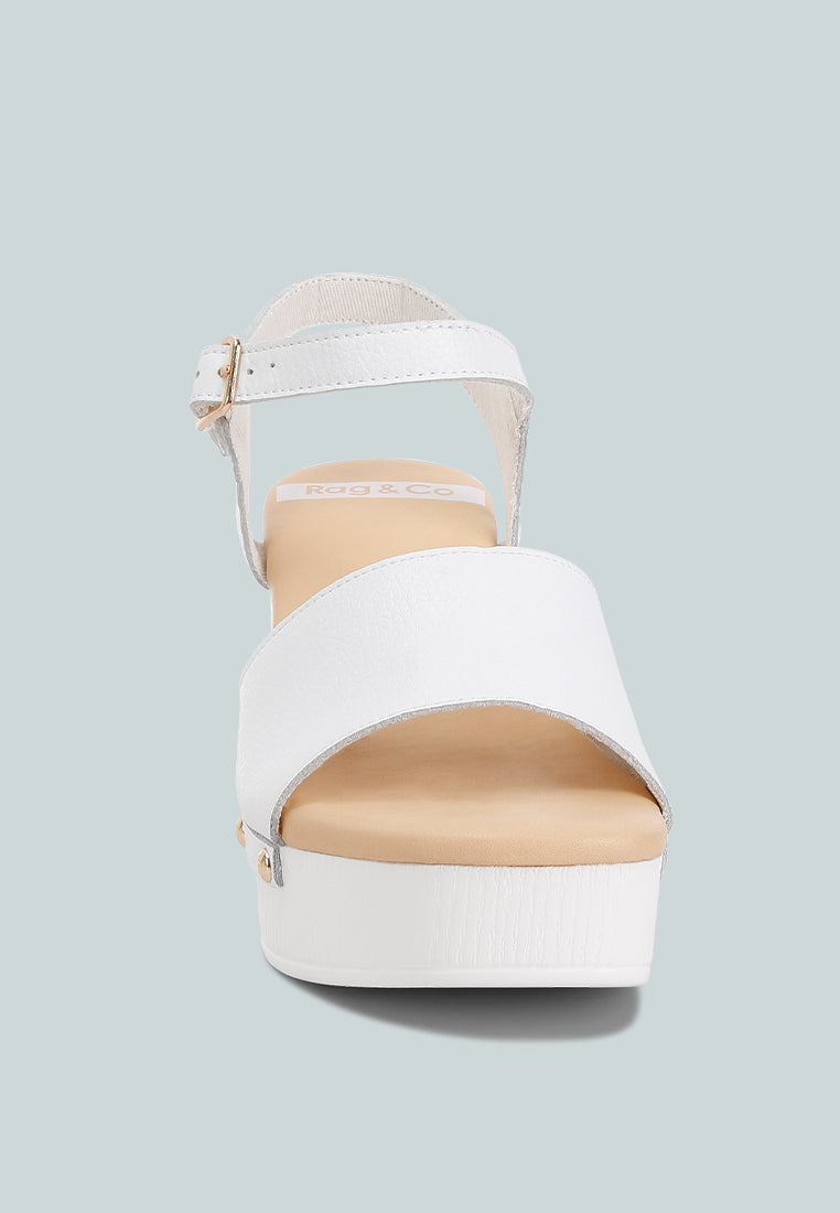  Sawor Recycled Leather High Block Sandals In White