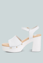  Sawor Recycled Leather High Block Sandals In White
