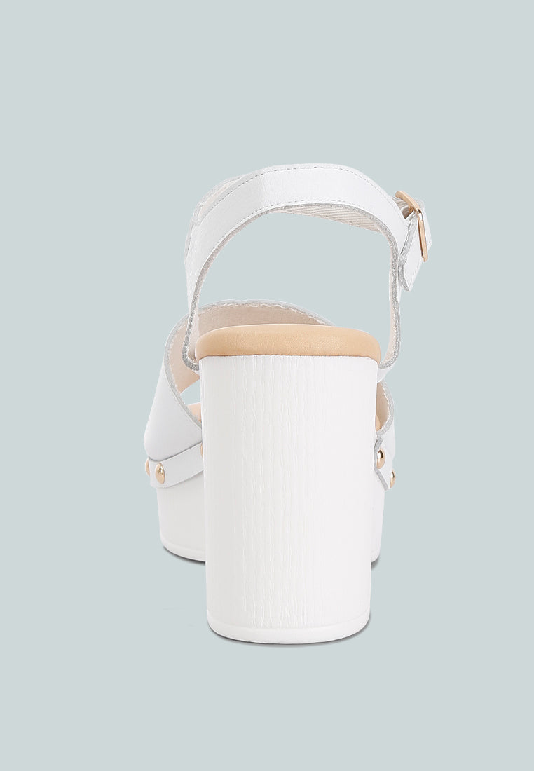  Sawor Recycled Leather High Block Sandals In White