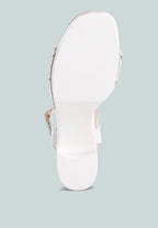  Sawor Recycled Leather High Block Sandals In White
