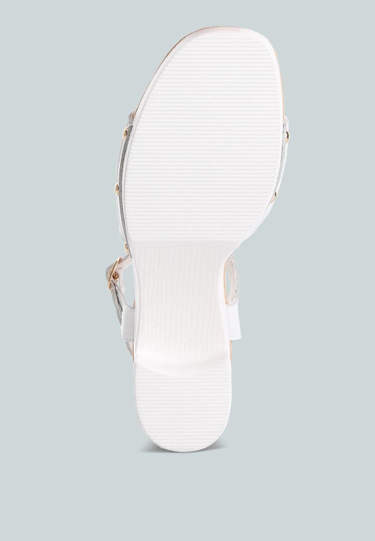  Sawor Recycled Leather High Block Sandals In White