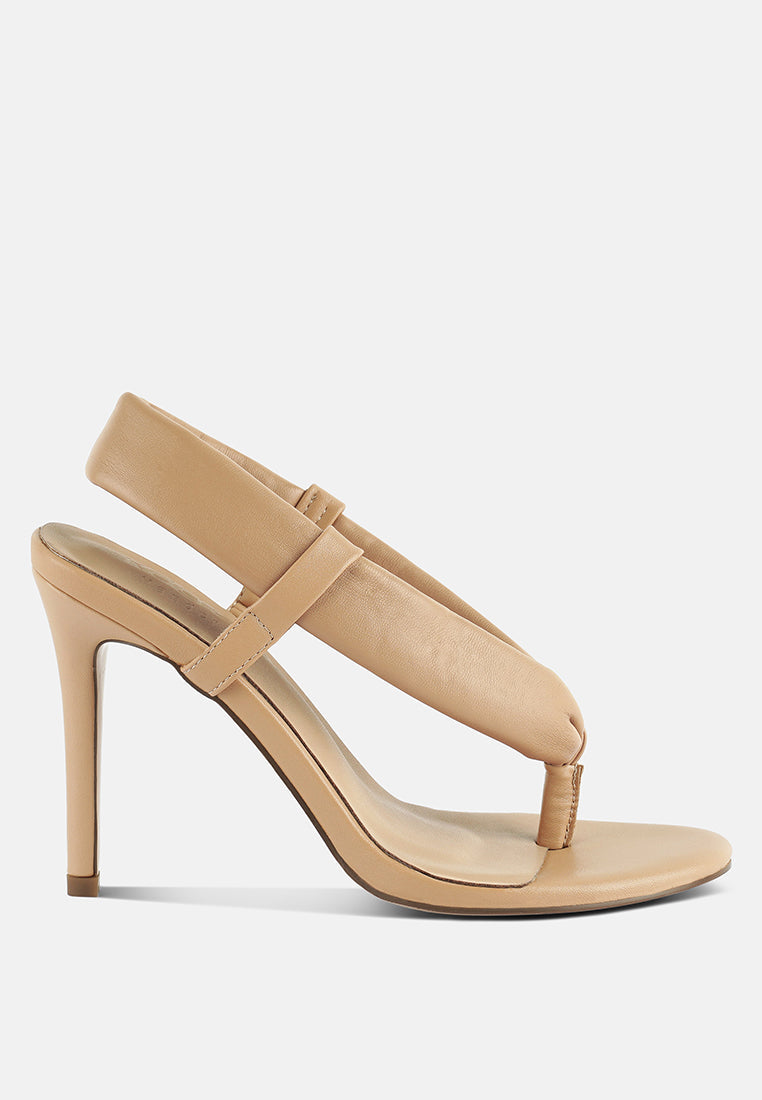  SINGLES Beige Stiletto Heel Thong Sandals