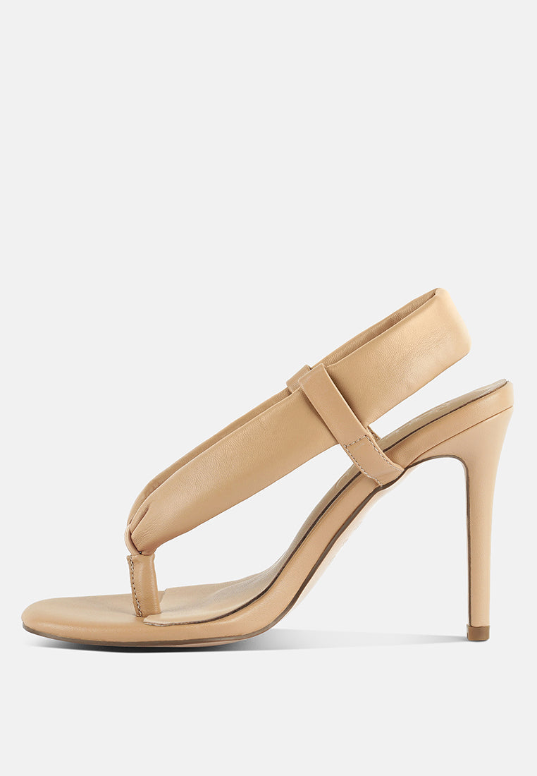  SINGLES Beige Stiletto Heel Thong Sandals