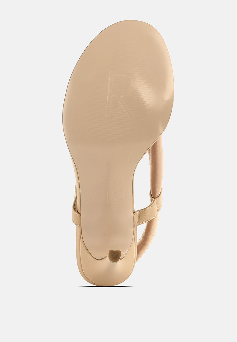  SINGLES Beige Stiletto Heel Thong Sandals