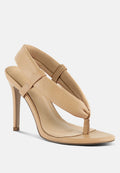  SINGLES Beige Stiletto Heel Thong Sandals