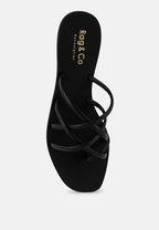  SWEETIN Black Strappy Flat Slip On Sandals