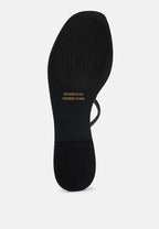  SWEETIN Black Strappy Flat Slip On Sandals