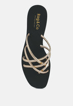  SWEETIN Rose Gold Strappy Flat Slip On Sandals