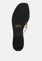  SWEETIN Rose Gold Strappy Flat Slip On Sandals
