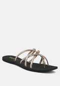  SWEETIN Rose Gold Strappy Flat Slip On Sandals