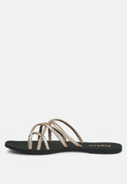  SWEETIN Rose Gold Strappy Flat Slip On Sandals