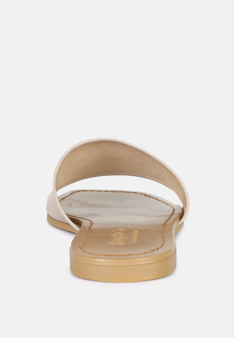  TATAMI Latte Leather Classic Slide Flats