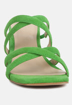  Valentina Strappy Casual Block Heel Sandals In Green