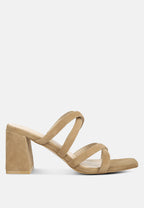 Valentina Strappy Casual Block Heel Sandals In Tan